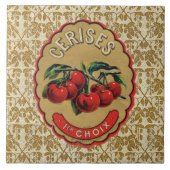 フランスのなヴィンテージのさくらんぼのラベル タイル (正面)