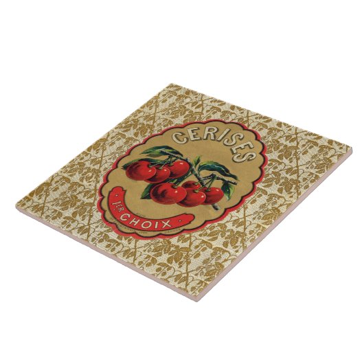 フランスのなヴィンテージのさくらんぼのラベル タイル (側面)
