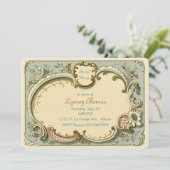 フランスのなヴィンテージのカスタムのブライダルシャワー 招待状 (スタンド正面)