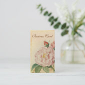 フランスのなヴィンテージのピンクのバラの名刺 名刺 (スタンド正面)