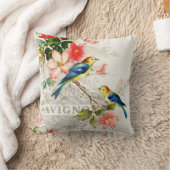 フランスのな原稿と白いロマンチックなヴィンテージの鳥 クッション (ブランケット)