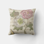 フランスのな原稿のヴィンテージの花の市場のスタイルの枕 クッション (裏面)
