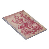 フランスのな古さびのヴィンテージの赤いToile Pompei色 ノートブック (右側)