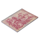 フランスのな古さびのヴィンテージの赤いToile Pompei色 ノートブック (左側)