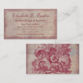 フランスのな古さびのヴィンテージの赤いToile Pompei色 名刺 (正面/裏面)