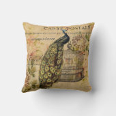 フランスのな国のアールヌーボーのヴィンテージの孔雀 クッション (裏面)