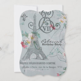 フランスのな国のエッフェル塔のパリの誕生会 招待状