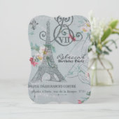 フランスのな国のエッフェル塔のパリの誕生会 招待状 (スタンド正面)