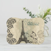 フランスのな国のエッフェル塔のパリの誕生会 招待状 (スタンド正面)