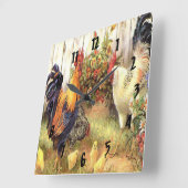 フランスのな国のオンドリの雌鶏のプリントの時計 スクエア壁時計 (傾斜)