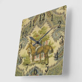 フランスのな国のペイズリーショーの馬のプリントの時計 スクエア壁時計 (傾斜)