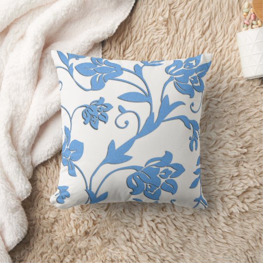 フランスのな国のヤグルマギク青いパターンMoJoの枕 クッション (ブランケット)