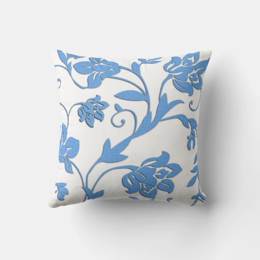 フランスのな国のヤグルマギク青いパターンMoJoの枕 クッション (裏面)