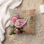 フランスのな国の上品、ぼろぼろの上品、ピンクのバラ、植物相 クッション (ブランケット)