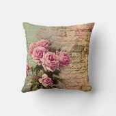 フランスのな国の上品、ぼろぼろの上品、ピンクのバラ、植物相 クッション (裏面)