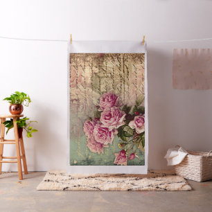 フランスのな国の上品、ぼろぼろの上品、ピンクのバラ、植物相 ファブリック