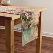 フランスのな国の上品、ぼろぼろの上品、ピンクのバラ、植物相 ロングテーブルランナー (インサイチュ)