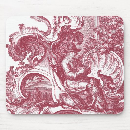 フランスのな国の人および犬美しく赤いToile マウスパッド (正面)