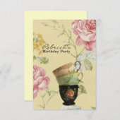 フランスのな国の庭の誕生日のお茶会 招待状 (正面/裏面)