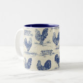 フランスのな国の青いオンドリのコーヒーカップ ツートーンマグカップ (正面左)