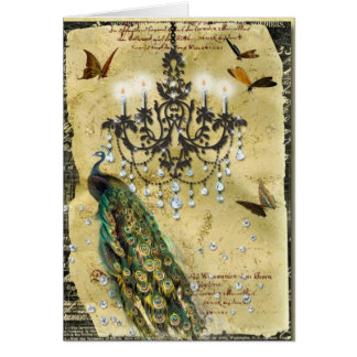 フランスのな孔雀およびシャンデリア