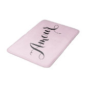 フランスのな恋愛愛ピンクおよび黒くシックなパリ バスマット (アングル)