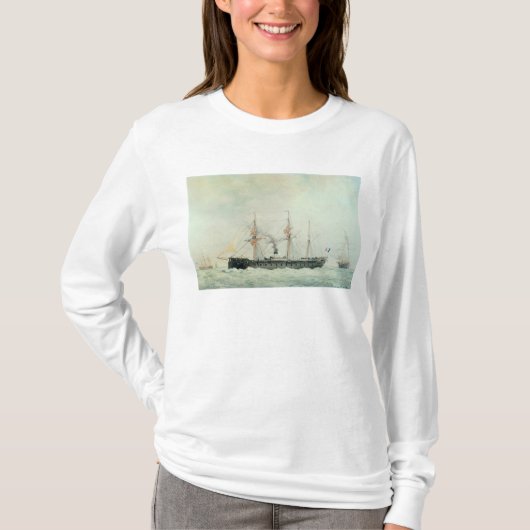 フランスのな戦艦、「La Gloire」、1880年 Tシャツ (正面)