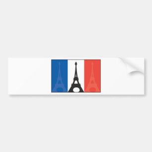 フランスのな旗およびエッフェル塔 バンパーステッカー
