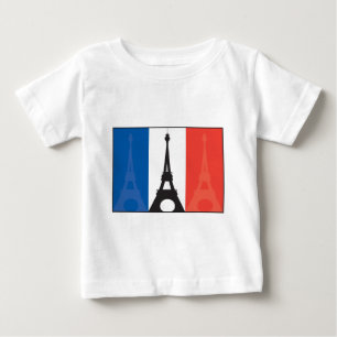 フランスのな旗およびエッフェル塔 ベビーTシャツ