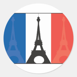 フランスのな旗およびエッフェル塔 ラウンドシール