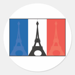 フランスのな旗およびエッフェル塔 ラウンドシール