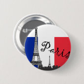 フランスのな旗およびエッフェル塔 缶バッジ (正面&裏面)