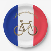 フランスのな旗のフランスのバイクの自転車のサイクリングのサイクリスト ペーパープレート (正面)