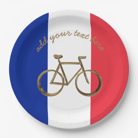 フランスのな旗のフランスのバイクの自転車のサイクリングのサイクリスト ペーパープレート (正面)