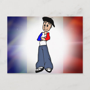フランスのな旗及びピエールの漫画の郵便はがき ポストカード
