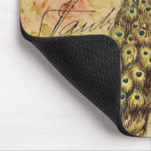 フランスのな植物のアールヌーボーのヴィンテージの孔雀 マウスパッド (コーナー)