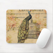 フランスのな植物のアールヌーボーのヴィンテージの孔雀 マウスパッド (マウス)