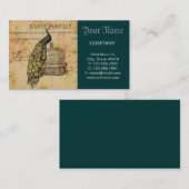 フランスのな植物のアールヌーボーのヴィンテージの孔雀 名刺 (正面/裏面)