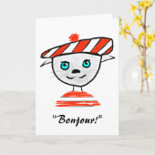 フランスのな猫のバースデー・カード カード (黄色い花)