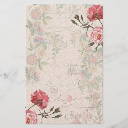 フランスのな短命なもののばら色のPassionflowerの文房具 便箋 (正面)