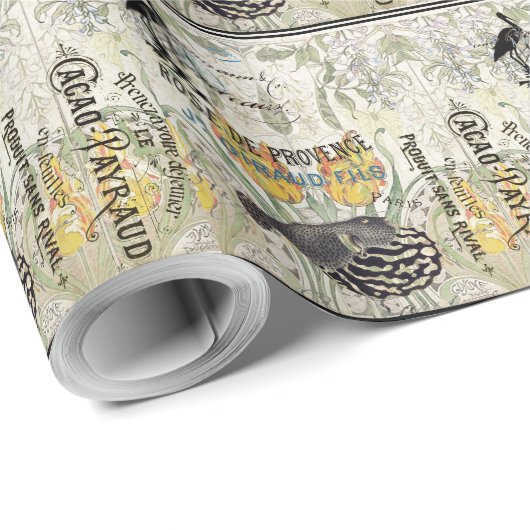 フランスのな短命なもののアールヌーボーのチューリップの花 ラッピングペーパー (ロールコーナー)