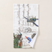 フランスのな短命なものの孔雀のカメのカワセミの鳥 バスタオルセット (ハンドタオル)