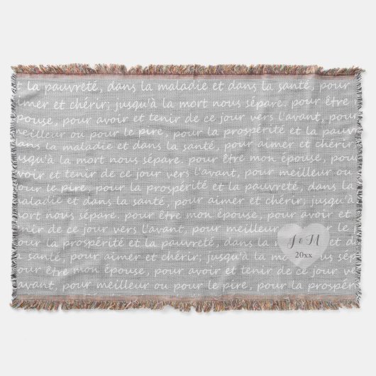 フランスのな結婚式誓約の灰色のリネンバーラップの一見 スローブランケット (正面)