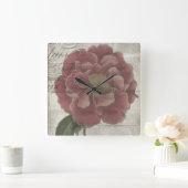 フランスのな花柄III スクエア壁時計 (ホーム)