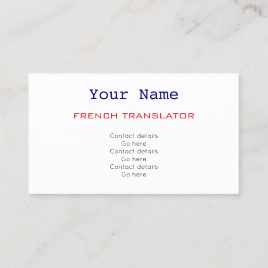 フランスのな訳者または通訳の名刺 名刺 (裏面)