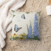フランスのな農場のヴィンテージのヒエンソウの蝶原稿 クッション (ブランケット)