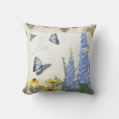 フランスのな農場のヴィンテージのヒエンソウの蝶原稿 クッション (正面)