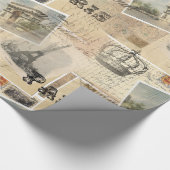 フランスのな郵便はがきのコラージュの包装紙 ラッピングペーパー (角)