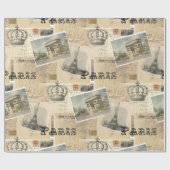 フランスのな郵便はがきのコラージュの包装紙 ラッピングペーパー (フラット)