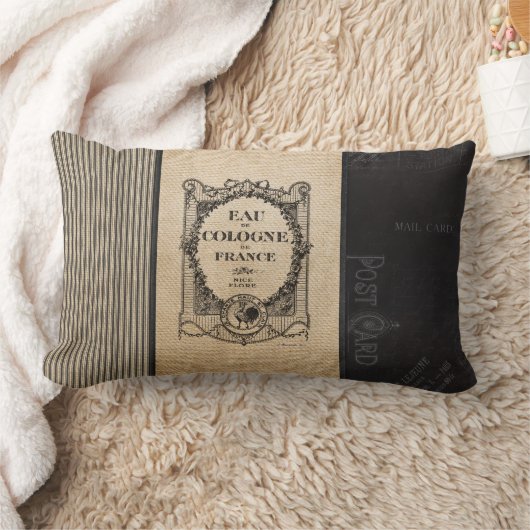 フランスのな郵便料金のケルンのバーラップの黒のストライプ ランバークッション (ブランケット)